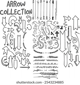 Arrow line chalk hand drawn  vector set. Grunge square, spiral, arrow element scribble line  hand drawn sketch design  Set of new style black vector arrows isolated on 
black Arrow vector icon .eps 10