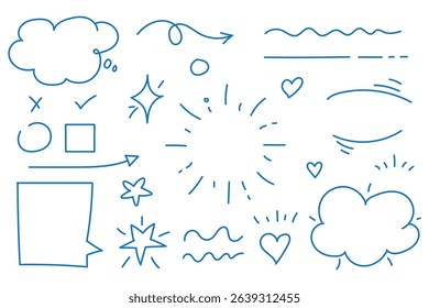 Arrow line chalk hand drawn brush vector set. Grunge square, spiral, arrow element scribble line brush hand drawn sketch design. Grunge abstract chalk, crayon pencil style. Vector illustration.