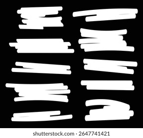 Arrow line chalk hand drawn brush vector set. Grunge square, spiral, arrow element scribble line brush hand drawn sketch design. Grunge abstract chalk, crayon pencil style. Vector illustration.
