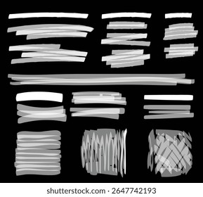 Arrow line chalk hand drawn brush vector set. Grunge square, spiral, arrow element scribble line brush hand drawn sketch design. Grunge abstract chalk, crayon pencil style. Vector illustration.