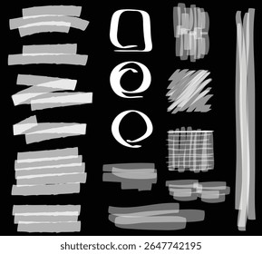 Arrow line chalk hand drawn brush vector set. Grunge square, spiral, arrow element scribble line brush hand drawn sketch design. Grunge abstract chalk, crayon pencil style. Vector illustration.