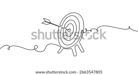 Arrow line continuous one art up drawing target direction icon down. Continuous line arrow business illustration finance growth outline single work circle vector goal process doodle sign around grow.