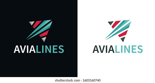 Arrow Line Direction Logo. Vector Fly Color Logotype