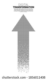 Arrow line from dot square pixel. concept of digital transformation of business.