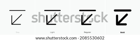 arrow line down left icon. Thin, Light Regular And Bold style design isolated on white background
