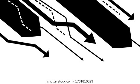 Arrow line down, up set. Pattern black and white  art background . vector concept illustration.