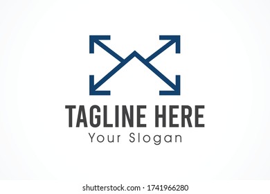 arrow line envelope mail logo concept
