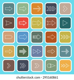 Arrow line flat icons on blue background, stock vector
