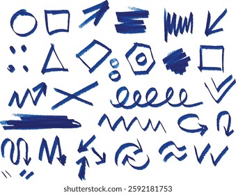 arrow line hand brush chalk sketch pencil drawn vector crayon scribble element kid texture stroke marker frame mark pen icon doodle square blackboard handwritten design check shape abstract chalkboard