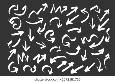 arrow line hand brush chalk sketch pencil drawn vector crayon scribble element kid texture stroke marker frame mark pen icon doodle square blackboard handwritten design check shape abstract chalkboard