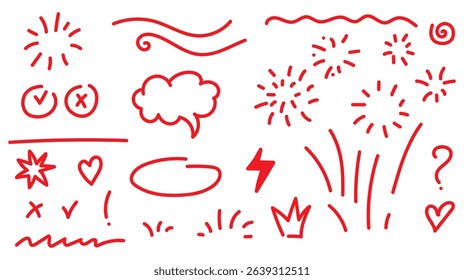 Arrow line hand drawn brush vector set. Grunge square, spiral, arrow element scribble line brush hand drawn sketch design. Grunge abstract chalk, crayon pencil style. Vector illustration.