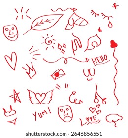 Arrow line hand drawn brush vector set. Grunge square, spiral, arrow element scribble line brush hand drawn sketch design. Grunge abstract chalk, crayon pencil style. Vector illustration. 