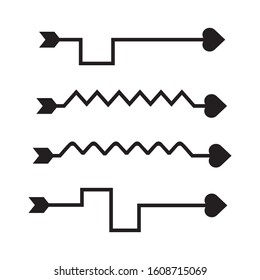 arrow line, heart head bows set