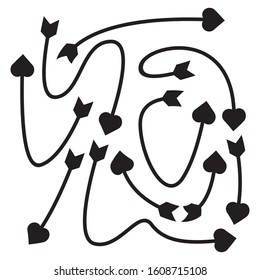 arrow line, heart head bows set