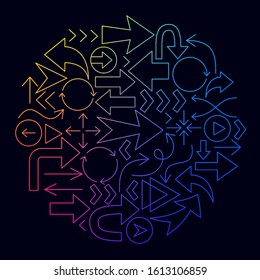 Arrow Line Icon Circle Concept. Vector Illustration of Outline Design.