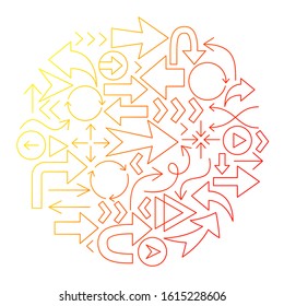 Arrow Line Icon Circle Design. Vector Illustration of Outline Concept.