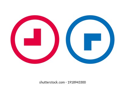 Pfeilzeilensymbole, die rot und blau designen