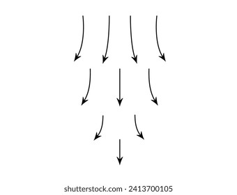Arrow line icons spread up or down. Vector conditioner sign isolated. Air flow wave symbol for infographic banner and website.