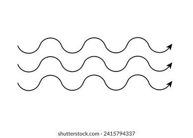 Arrow line icons spread up. Vector conditioner sign isolated. Air flow wave symbol for infographic banner and website.