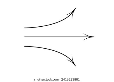 Pfeilzeilensymbole verbreiten sich. Vektorkonditionierzeichen einzeln. Luftstrom-Wellensymbol für Infografik-Banner und Website.