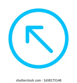 arrow line pointing left up in circle blue isolated on white, arrow in circular strokes for direction left up, arrows button simple, arrow symbol circle line for ui app, arrowhead pointer up