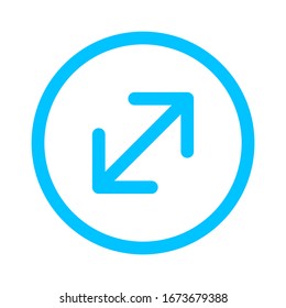 arrow line pointing right up and down in circle blue isolated on white, arrow in circular strokes for direction right up down, arrows button simple, arrow symbol circle for ui app, arrowhead pointer