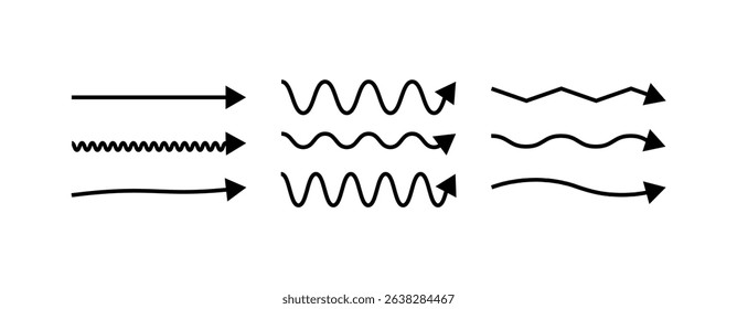  arrow line set doodle hand drawn arrows vector 