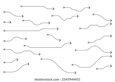 arrow line symbol element icon sketch hand doodle design vector. arrows set shape sign drawn curve pen pencil black pointer. arrow cute mark brush graphic illustration scribble down direction.