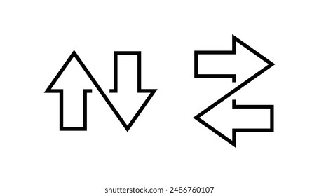 Arrow line symbol logo icon vector, next and back, up and down symbol vector 