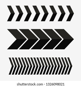 Arrow linear fast moving signs sideways set .
