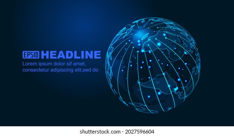 Arrow lines converge global technology concepts around the digital globe.
