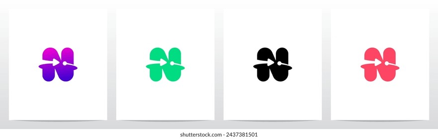 Líneas de flecha Punto Encírculo Letra inicial Logo Diseño N