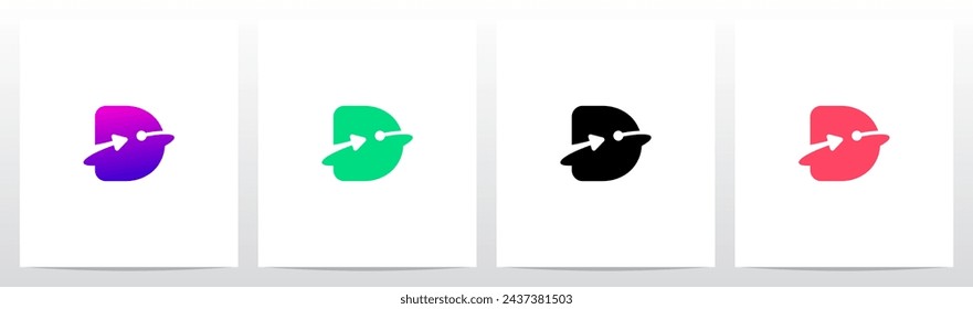 Arrow Lines Dot Encircle Letter Initial Logo Design D