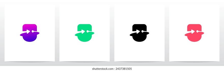 Líneas de flecha Punto Encírculo Letra inicial Logo Diseño U