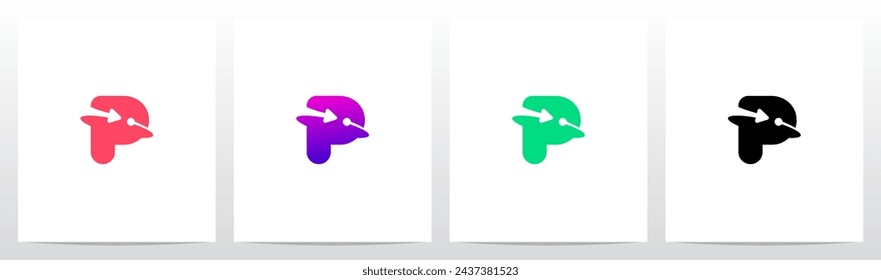 Arrow Lines Dot Encircle Letter Initial Logo Design P