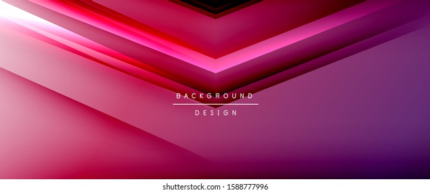 Líneas de flecha, plantilla digital de tecnología con sombras y luces en el fondo del degradado. Fondo abstracto de degradado de color simple y moderno con efecto de sombras rectas dinámicas. Vector