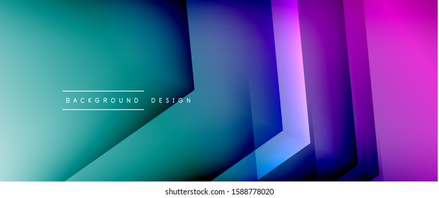 Líneas de flecha, plantilla digital de tecnología con sombras y luces en el fondo del degradado. Fondo abstracto de degradado de color simple y moderno con efecto de sombras rectas dinámicas. Vector