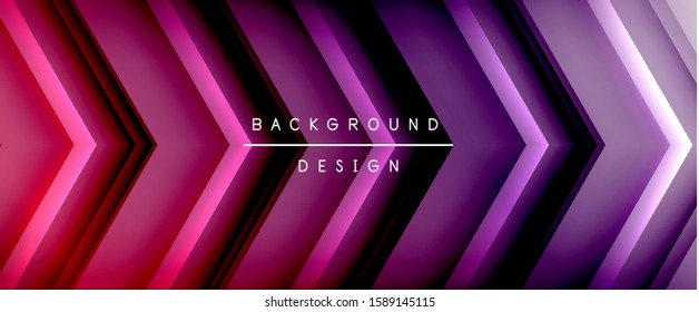 Arrow lines, technology digital template with shadows and lights on gradient background. Trendy simple fluid color gradient abstract background with dynamic straight shadow lines effect. Vector