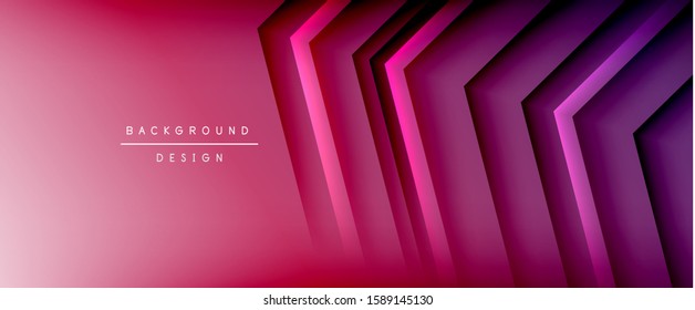 Arrow lines, technology digital template with shadows and lights on gradient background. Trendy simple fluid color gradient abstract background with dynamic straight shadow lines effect. Vector