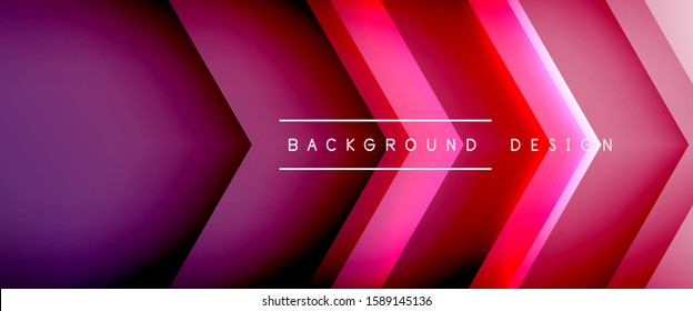 Arrow lines, technology digital template with shadows and lights on gradient background. Trendy simple fluid color gradient abstract background with dynamic straight shadow lines effect. Vector