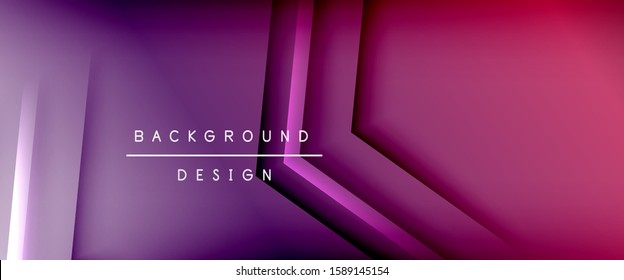 Arrow lines, technology digital template with shadows and lights on gradient background. Trendy simple fluid color gradient abstract background with dynamic straight shadow lines effect. Vector