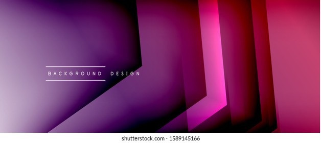 Arrow lines, technology digital template with shadows and lights on gradient background. Trendy simple fluid color gradient abstract background with dynamic straight shadow lines effect. Vector