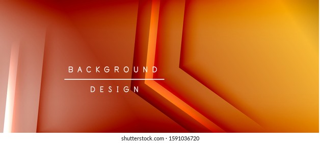Arrow lines, technology digital template with shadows and lights on gradient background. Trendy simple fluid color gradient abstract background with dynamic straight shadow lines effect. Vector