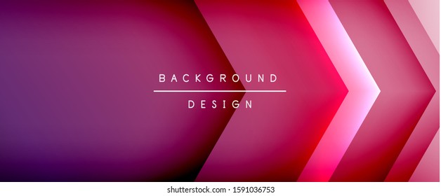 Arrow lines, technology digital template with shadows and lights on gradient background. Trendy simple fluid color gradient abstract background with dynamic straight shadow lines effect. Vector