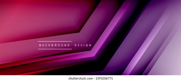 Arrow lines, technology digital template with shadows and lights on gradient background. Trendy simple fluid color gradient abstract background with dynamic straight shadow lines effect. Vector