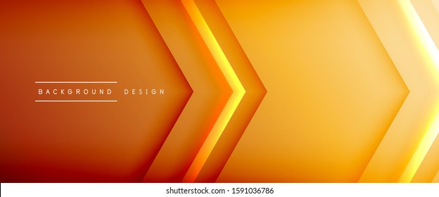 Arrow lines, technology digital template with shadows and lights on gradient background. Trendy simple fluid color gradient abstract background with dynamic straight shadow lines effect. Vector