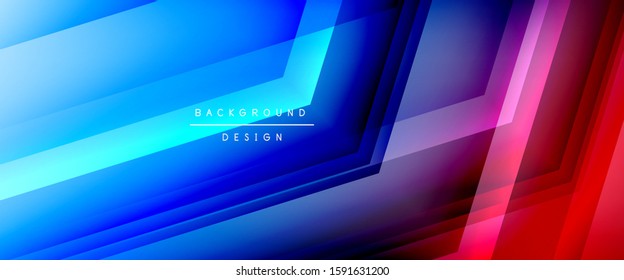 Arrow lines, technology digital template with shadows and lights on gradient background. Trendy simple fluid color gradient abstract background with dynamic straight shadow lines effect. Vector