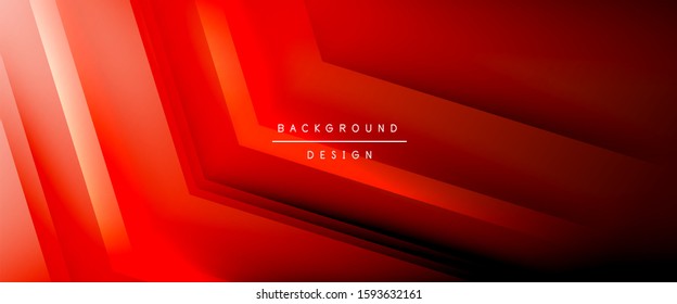 Arrow lines, technology digital template with shadows and lights on gradient background. Trendy simple fluid color gradient abstract background with dynamic straight shadow lines effect. Vector