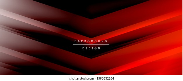Arrow lines, technology digital template with shadows and lights on gradient background. Trendy simple fluid color gradient abstract background with dynamic straight shadow lines effect. Vector