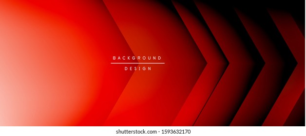 Arrow lines, technology digital template with shadows and lights on gradient background. Trendy simple fluid color gradient abstract background with dynamic straight shadow lines effect. Vector